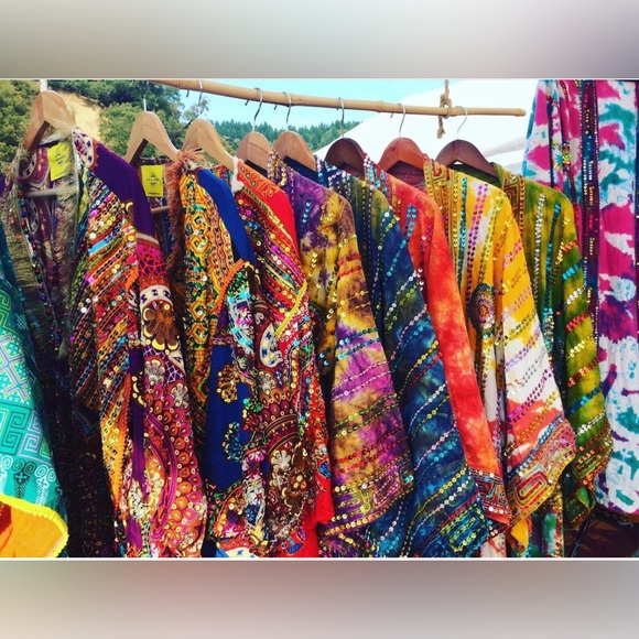 Festival Universe green ice tie dyed sequin embellished kimono robe dream coat - Picture 16 of 16